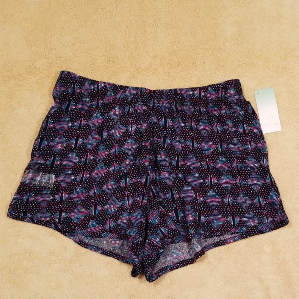 Decree Black, Pink and Teal Print Shorts in Size L